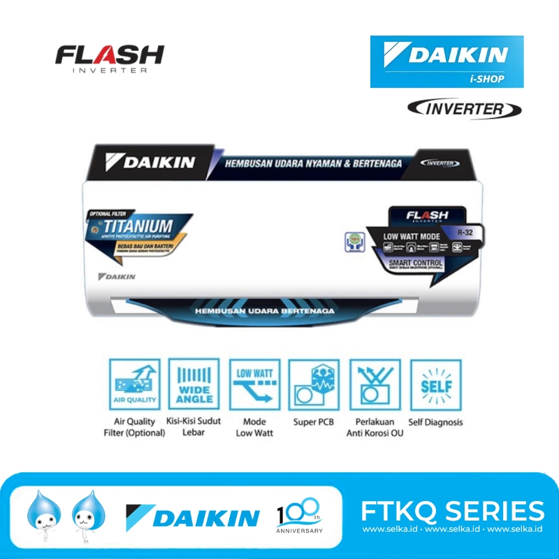 DAIKIN FTKQ25UVM4 AC SPLIT 1PK INVERTER PUTIH