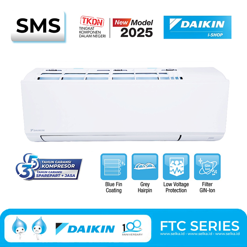 DAIKIN FTC50YV14 AC SPLIT 2 PK SUPER MINI SPLIT SERIES STANDARD